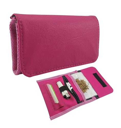 Tabaquera Tabaco De Liar Mujer Color Rosa | Fabricado En España | Pitillera Tabaco De Liar | Pitillera de cuero | Sintético y Lona | Cartera Estuche Elegante | Resistente y Duradera (Rosa)