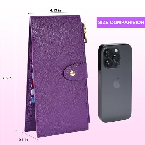 Image of Travelambo RFID Wallet Women Large Size Bifold Multi Card Wallet Case with Zipper Pocke Credit Card Holder for Women