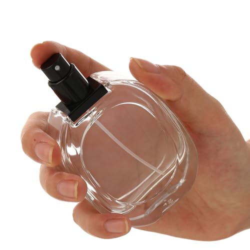 Enslz Refillable Perfume Spray Bottle 50ml/ 1.7oz Empty Glass Travel Perfume Atomizer, Replacement Perfume Dispenser for Women Men (Black Transparent)4