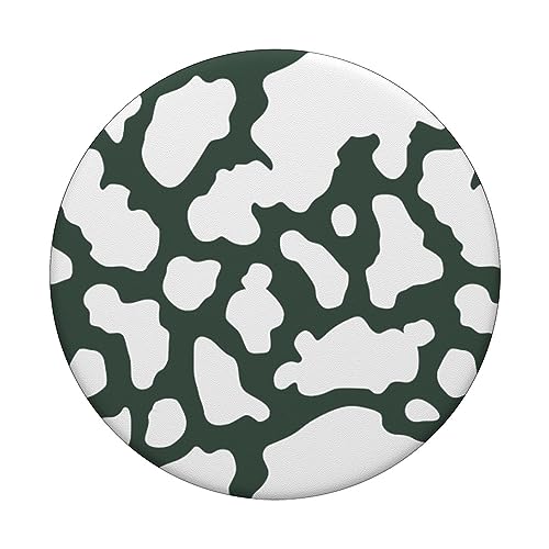 White Hunter Green Cow Print PopSockets Swappable PopGrip, Black - Image 3