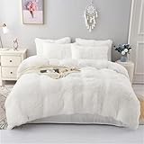 Durable : Comparé à d'autres ensembles de housse de couette en fausse fourrure, pour éviter qu'il ne s'effiloche à l'intérieur, notre ensemble lavable en machine ajoute spécialement un autre tissu doux lavé au dos du tissu avant à l'intérieur, sans décoloration, sans perte de poils et sans bouloche, pour conserver son apparence élégante et sa douceur au toucher à long terme