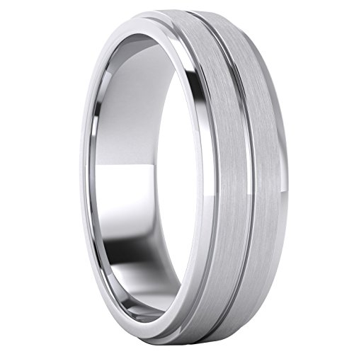Heavy Solid Sterling Silver 6mm Unisex Wedding Band Comfort Fit Ring Brushed Raised Center Grooved Polished Sides3