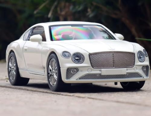 Image of 1:24 Bentley Continental GT Scale Die-cast Alloy Pull Back Toy Car for Kids Openable Doors Light & Music Big Size Metal Vehicle Realistic Model Car for Boys and Girls Gift Idea (White)