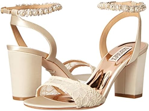 Badgley Mischka Women's KOKO Heeled Sandal, Ivory Satin, 7 | Image 6