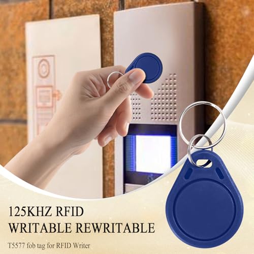 Image of 50pcs T5577 RFID Keyfobs 125kHz Writable T5577 Key Tags Proximity ID Card Token Tag Rewritable T5577 Universal for Keyless Entry Access Control Systems & Security Lock- Blue