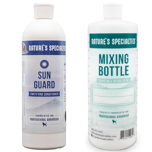 Image of Nature's Specialties Mixing Bottle and Dog Conditioner Concentrate Bundle, Easy to Read Measurements Mixing Bottle 32 oz, Sun Guard Dog Conditioner Concentrate 16 oz