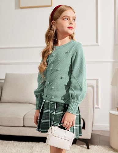 Image of Arshiner Kid Girls Crew Neck Lantern Sleeve Sweater Cute Jumper Top Pullover Outwear 5-13 Years