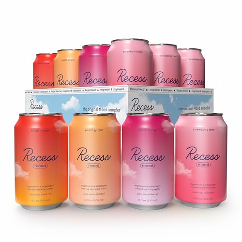 Recess Mood Magnesium Supplement Drink Calming Beverage, 12 Ounce (Variety Pack, 12 Pack) *Original Flavors*