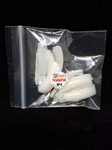 Lamour 50pcs/bag, #4, White, Round, Full Well Tips, Gel, French, Standard (0.5
