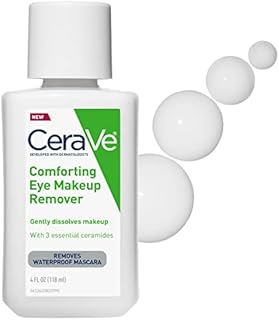 CeraVe Eye Makeup Remover | Waterproof Makeup Remover with Hyaluronic Acid and Ceramides |Non-Comedogenic, Fragrance Free, Non-Greasy & Ophthalmologist Tested | 4 Ounces
