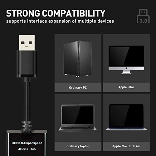 Image of 4 Port USB 3.0 Hub with Hi-Speed Data Transfer, LED Indication, Multi Device Connection, Plug Play Usage, Charging Hub, (Black)