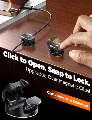 Chfeila 8 Pack Cable Clips [Dual Spring & Clasp] Cable Management, Max Secure Adhesive Cor - image 2