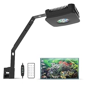 Lominie Aquarium Plant Light Clip on Aquarium Light 30W Fish Tank Light with Dimmable Remote Bracket Full-Spectrum Nano Planted Tank Light for Freshwater Refugium Algae Fish Tank