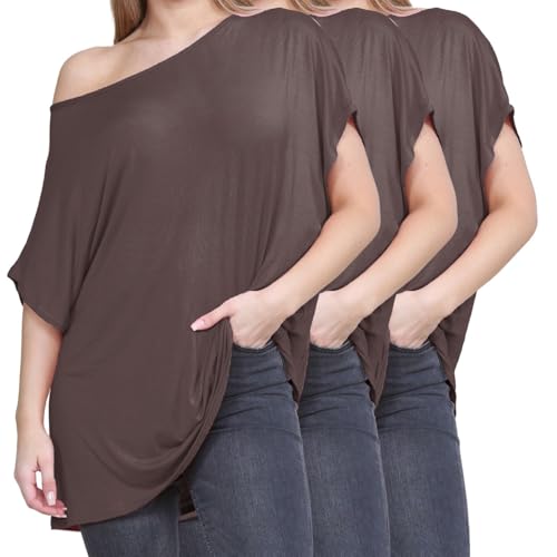 T-shirt ample uni femme manches courtes col bateau tombant