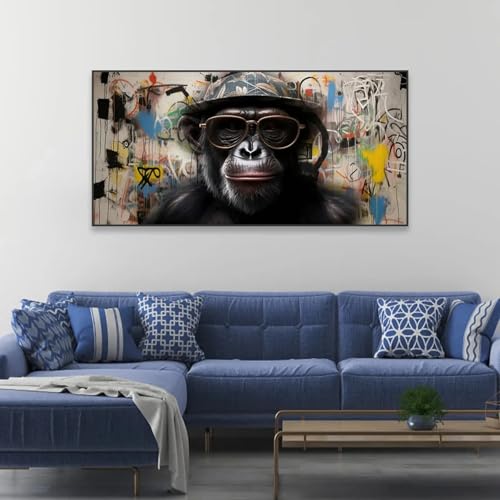 Affiche noire abstraite singe graffiti couleur décoration murale 60x120cm - 3