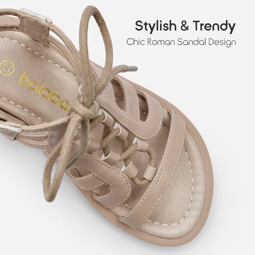 Balabala Girls Sandals Gladiator Fisherman Ankle Strap Flat Sandals with Side Zipper Closure, Casual Beach Sandals for Daily Wear and Summer4