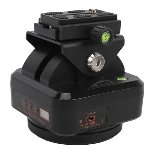 Pan Tilt Camera Mount, Motorized Tripod Head with Remote Control and Mobile Phone Clip for DSLR Cameras, Smartphones, 2.2kg Weight Capacity, 2000mAh Battery