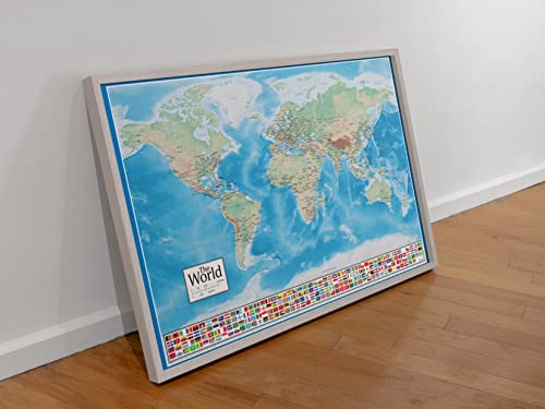 Image of World Map Poster Country Countries Continents With Flags Decor Picture Cool Wall Art Print Poster 18x12