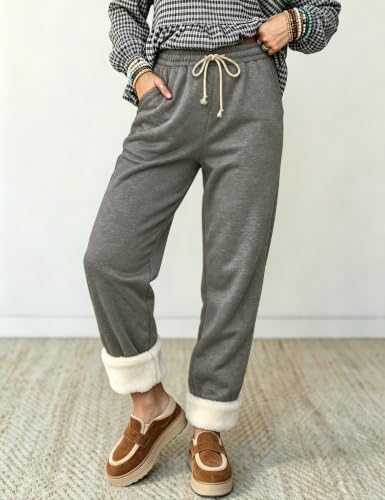 Image of Yeokou Women's Warm Sherpa Lined Athletic Sweatpants Joggers Fleece Pants