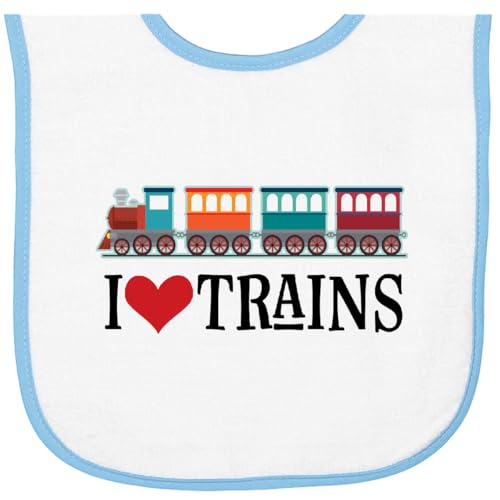 inktastic I Love Trains Baby Terry Cloth Bib