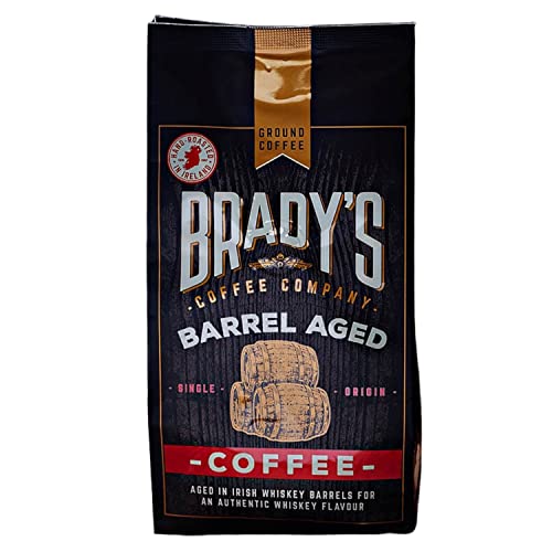 Brady's Irish Barrel Aged Ground Coffee - 100% Arabica Coffee - 227g Hand Roasted Perfect Morning or After-Dinner Coffee - Vegan, Alcohol-Free, Gluten-Free Speciality Arabica
