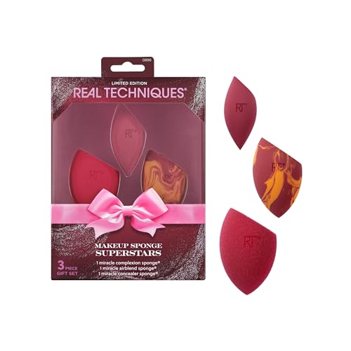 Real Techniques Makeup Sponge Superstars Gift Set, 3 Piece Holiday