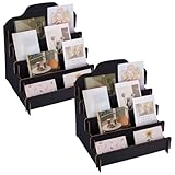 UNICRAFTALE 2 Stück 4 Stöckiger Grußkartenständer Aus Holz Schwarz Tragbarer Weihnachtsgrußkarten Organizer Aufkleber Und Postkartenhalter Für Verkäufer Einzelhandelstheke Tischdisplay