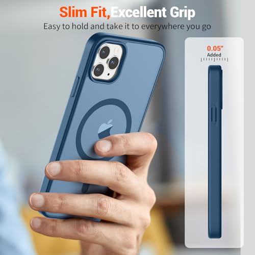 Image of SUPFINE Magnetic for iPhone 11 Pro Max Case Deep Blue | (Compatible with MagSafe)(Military Grade Drop Protection)Shockproof Translucent Matte Phone Cover