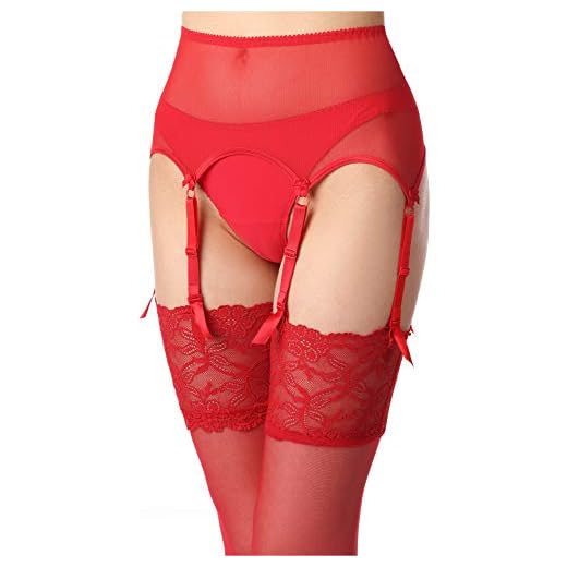 Merry Style Liguero de Encaje Lencería Sexy Ropa Interior Mujer MS10191GA (Rojo Persa, XXL)