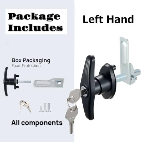 Image of Truck Cap Locking T-Handle, Camper Shell Accessories, T-Handle Latch with Keyed Lock, Truck Camper Shell Lock, Key Alike Black T-Handle Locks (Left) for Most Truck