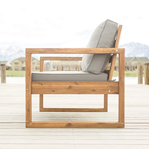 Acacia Outdoor Love Seat Brown Beach Nautical Coastal Polyester Wood Finish Weather Resistant - Image 4