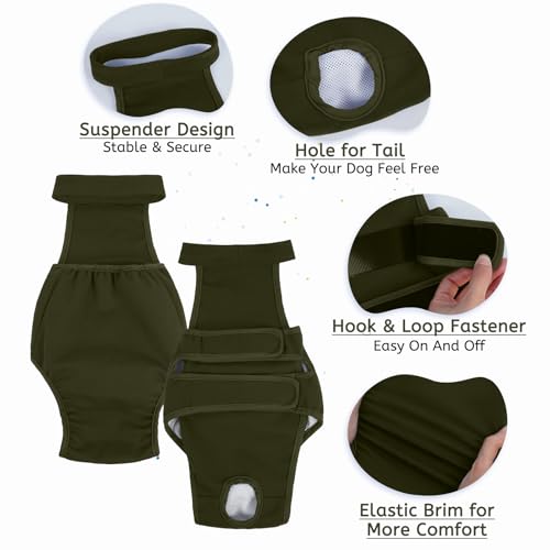Image of Dog Diapers Female Reusable Washable Period Diaper with Suspender,Adjustable Dog Panties Anti-Harassment, Doggie Diapers for Incontinence, Heat Cycles, or Senior Dogs（XS-XL