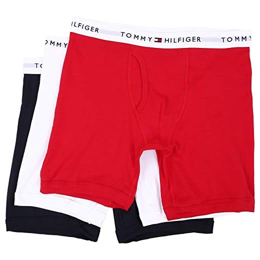 Tommy Hilfiger Cuecas boxer masculinas clássicas de algodão com vários pacotes, Preto, vermelho, branco, P