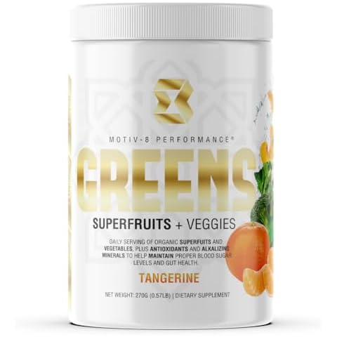 Motiv-8, Greens Superfruits & Veggie Superfood Powder Supplement, Antioxidant, Fiber, Sugar-Free, 30 Servings (Tangerine, 30 Servings) Cover