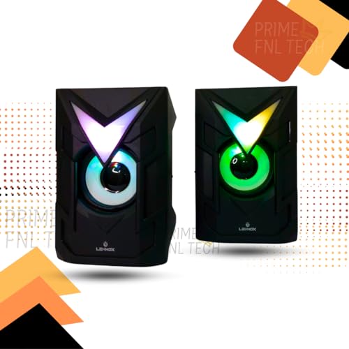 Caixa de Som Pc Computador 10W Gamer Notebook Som Estereo, cor Preto, com Usb P2 Led RGB, Alto-Falan