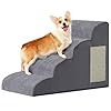 Dog Stairs for Small Dogs, 4-Step Dog Ramp for Bed 19.7″ H, Dogs Steps for Bed, Couch, Pet Stairs with Non-Slip Bottom Design, Cat Scratching, High Density Foam Portable Pet Steps, Indoor, Grey