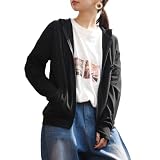 [アンドイット] UVカット パーカー 指穴 ZIP レディース 薄手 ジップアップ L 51ブラック