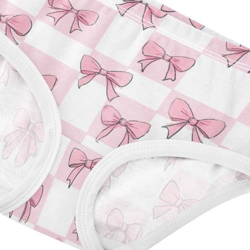 Wusikd Pink Bows White Checkered (2) Girls' Underwear Cotton Girls Briefs Soft Toddler Underwear 2T4