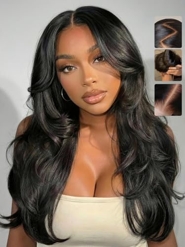 Image of Sunber Body Wave Pre Cut 7x5 Lace Front Wig Human Hair 180% Density 18inch