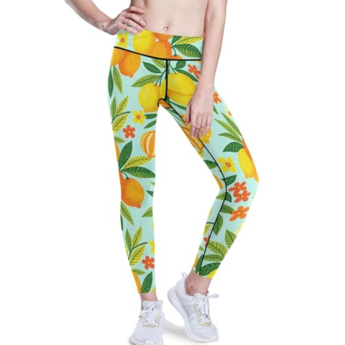 Leggings para correr con levantamiento de glúteos y diseño botánico de frutas vintage