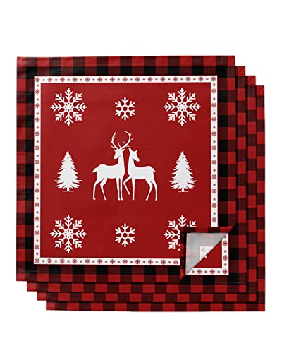 Servilletas de tela Christmas Elk Deer 20x20 pulg set x4 miniatura 1