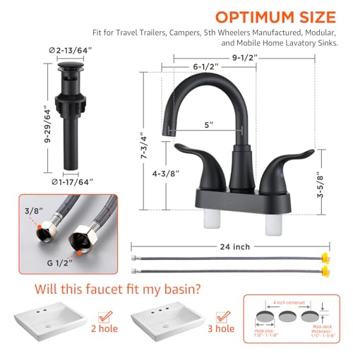 Kpw WE5121BN79+WE2061MB79 Bathroom Sink Faucet 2 Or 3 Hole Matte Black Centerset 4 Inch Bathroom Sink Faucet 2 Handle Plating Over Abs Plastic Non-Metallic Lavatory Bathroom Faucet thumb #1