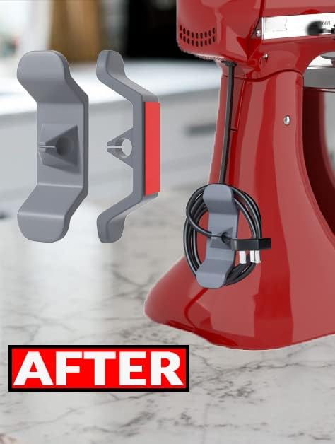 Miniatura 4 de AMERICAN F&D Paquete de 3 Organizador de cables de alimentación para electrodomésticos  Soporte adhesivo para enrollador con clip para licuadora de