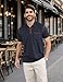 QOSOQ Men's Polo Shirts Short Sleeve Golf Polo T Shirt Lightweight Casual Button Down Shirts Summer Collared with Pocket Navy Blue