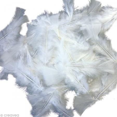 Plume blanche grande et souple pour customisation de chapeaux