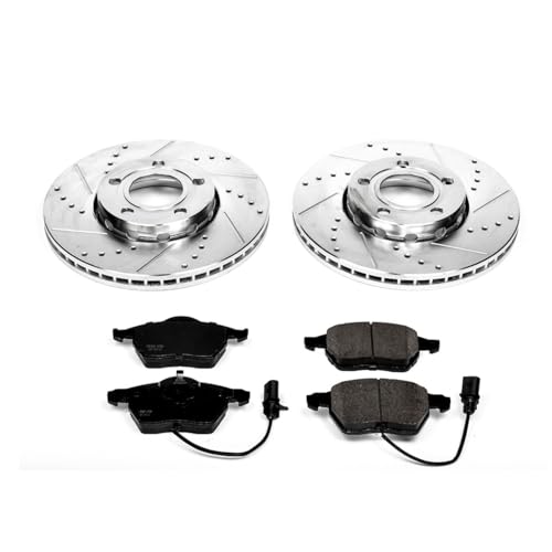 Image of PowerStop Z23 Performance Brake Pad & Rotor Kit Front K528 | Audi A6 Quattro, Volkswagen Passat, Audi A4 Carbon Fiber Ceramic Brake Pads + Drilled & Slotted Rotors