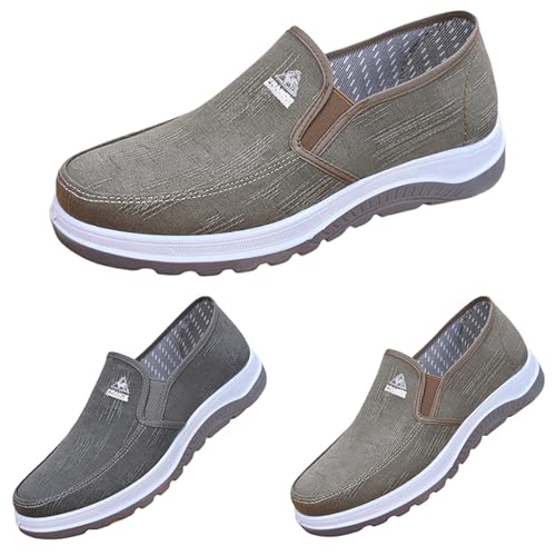 mockasiner herr, slip-on slip-on skor fritidsskor herr loafer eleganta tygskor lätta sommarskor platt sula kostymskor Breeze skor utan skosnören herrskor fashionabla, kaffe, 41 EU