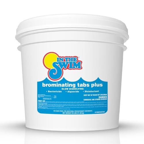 In The Swim 1 Inch Bromine Plus Tablet Sanitizer for Spas Hot Tubs or Swimming Pools - Pre-Stabilized Low Odor Chlorine Alternative - 25 Pounds