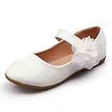 Nova Utopia Toddler Little Girls Flower Girl Dress Ballet Mary Jane Bow Flat Shoes,NF Utopia Girl NFGF061New White 10