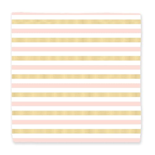 Image of SwaddleDesigns Cotton Muslin Swaddle Blanket, Receiving Blanket for Baby Girls, Best Registry Gift, 46x46 inches, Pink and Gold Shimmer Stripes